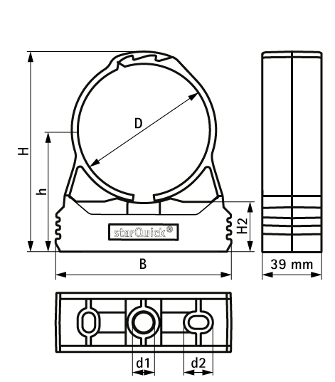 08541090 starQuick® Clamp (Grey) — Ø 71 — 115 mm для сантехнических труб и труб с электрокабелями для крепления стене, полу или потолку walraven  - Вид №1