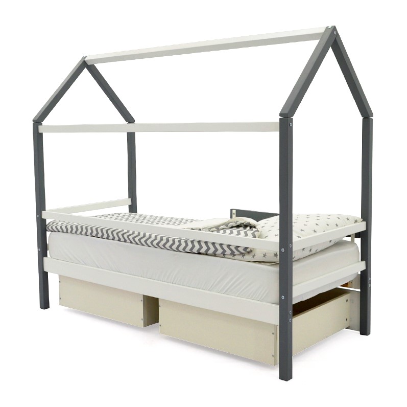 Кровать-домик детская графит-белая Svogen БЕЛЬМАРКО  00-3833079 Серый Santreyd  - Вид №4