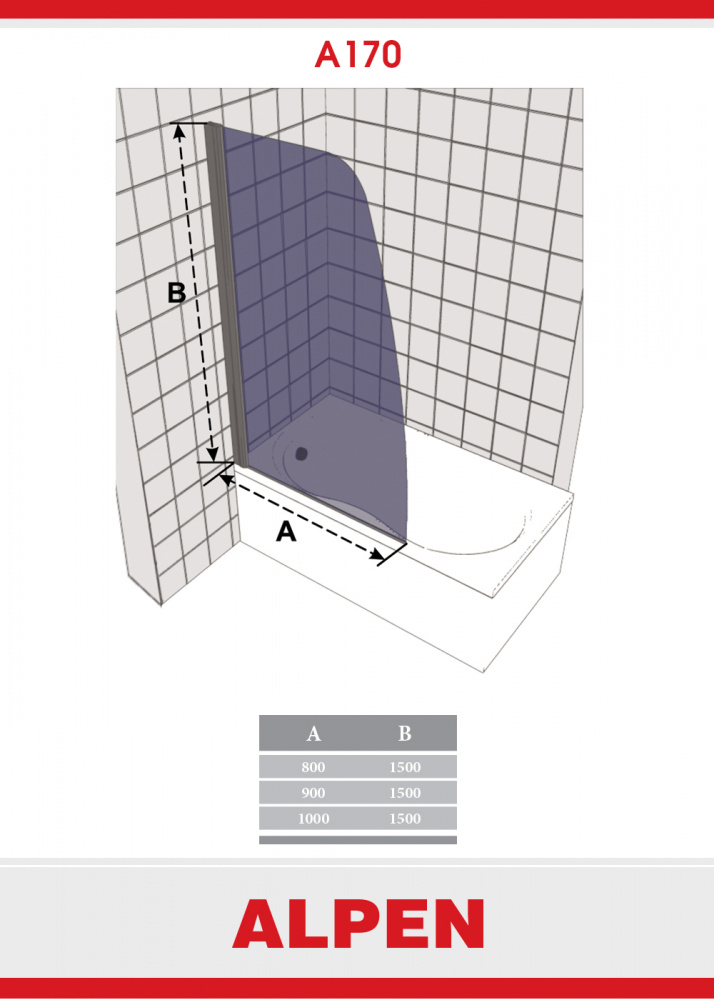 Душевая шторка ALPEN A170N-90  - Вид №2