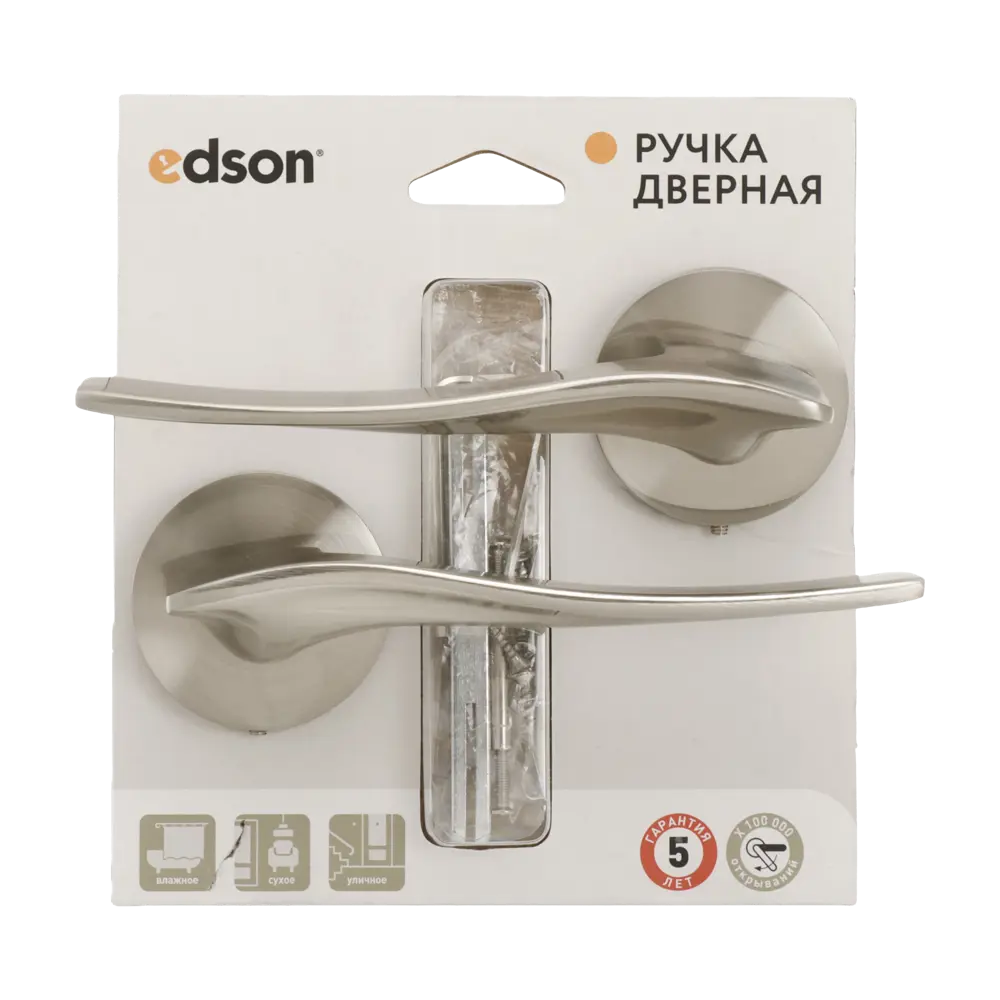 Дверная ручка на розетке Edson EDS-23-R2 без запирания цвет никель STLM-2159187 - Вид №2