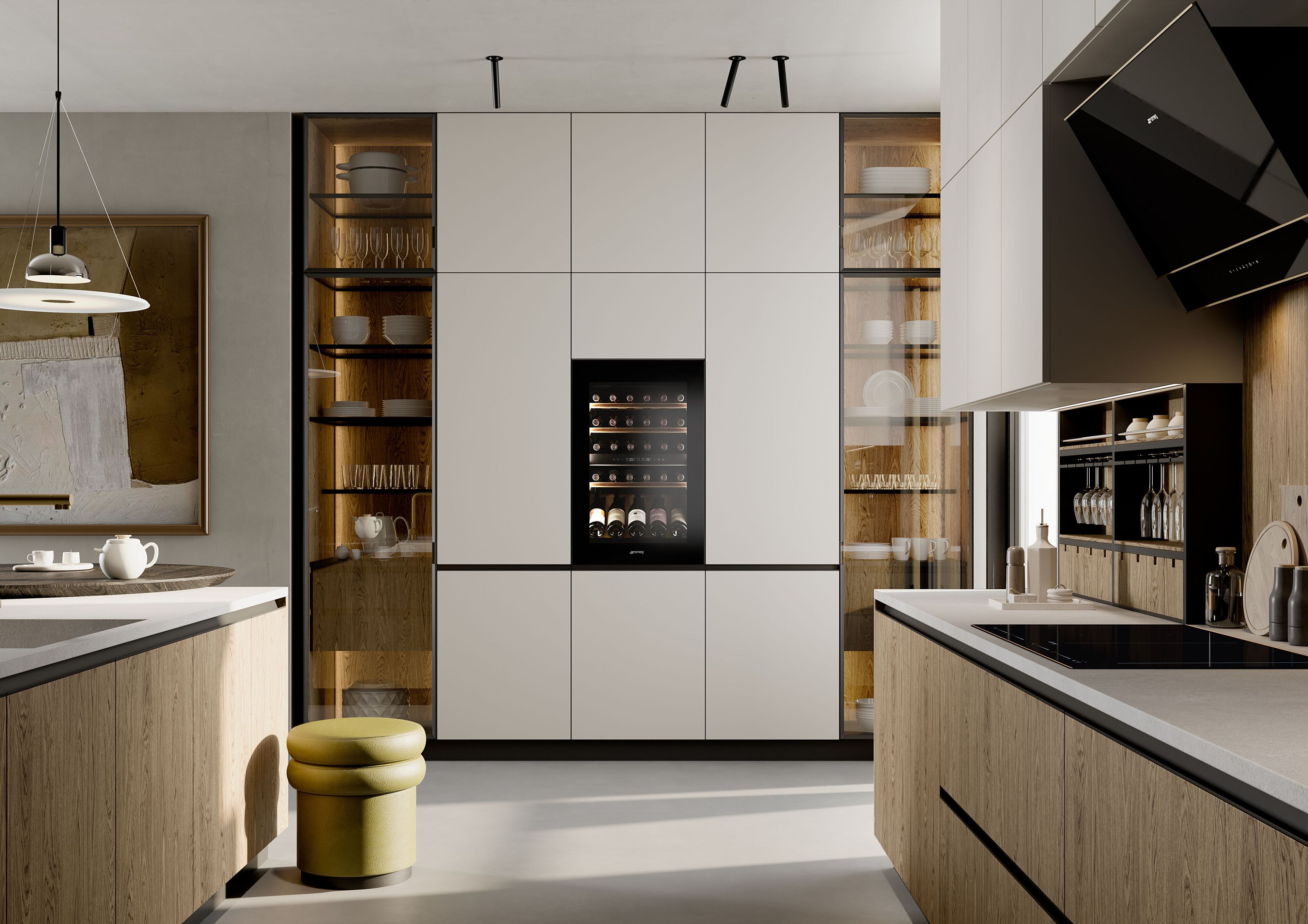 Встроенный холодильник с стеклянной дверью Smeg универсальный ARCH-00091377 - Вид №2