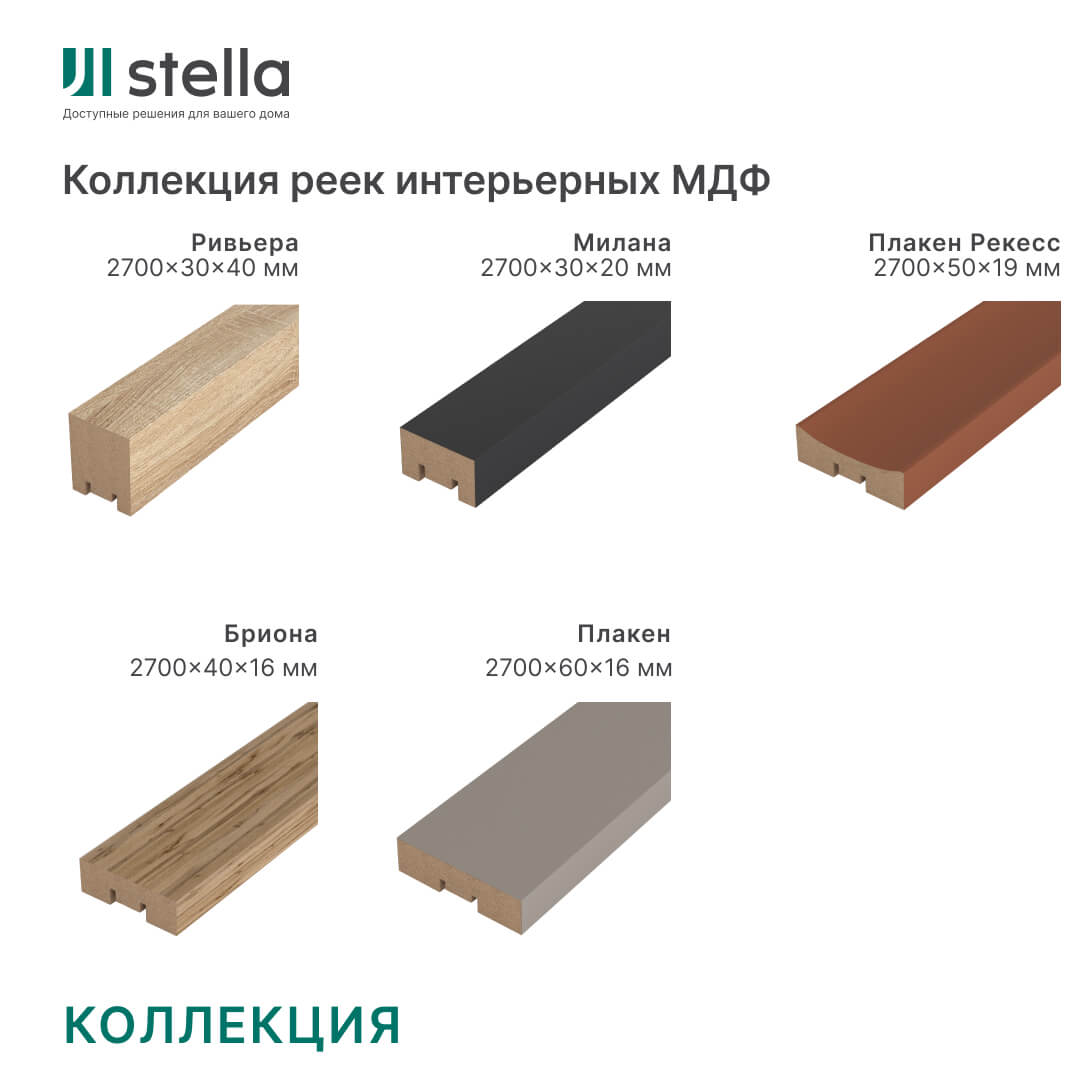 Интерьерная рейка МДФ STELLA Бриона Black Edition 16*40*2700 (уп.8шт.) Standart STSR-802 - Вид №8