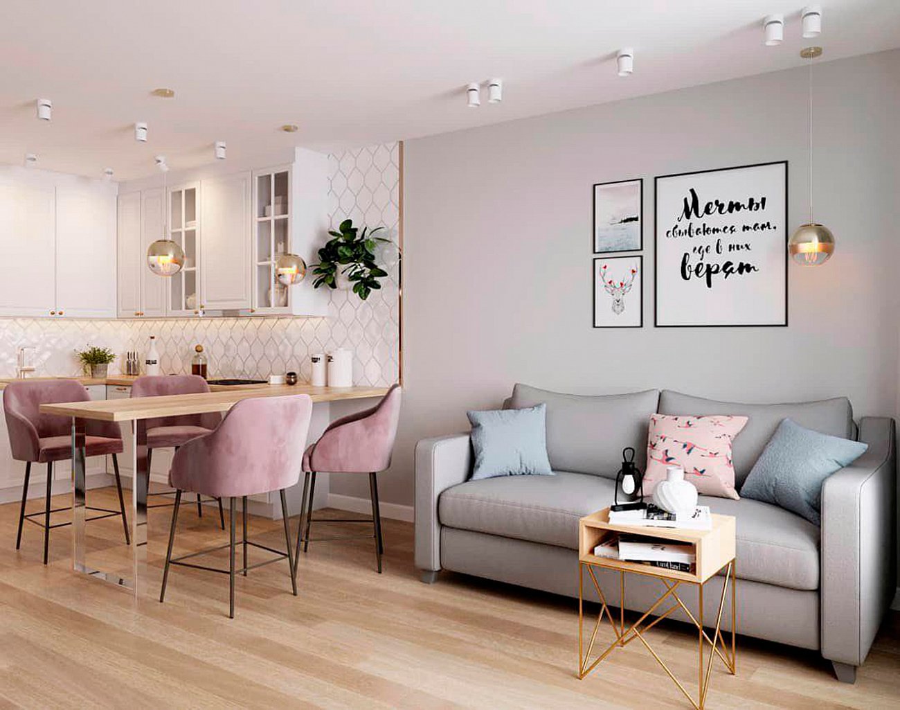 Прикроватная тумбочка дизайнерская темный дуб Prince white INTELLIGENT DESIGN  260976 Бежевый  - Вид №2