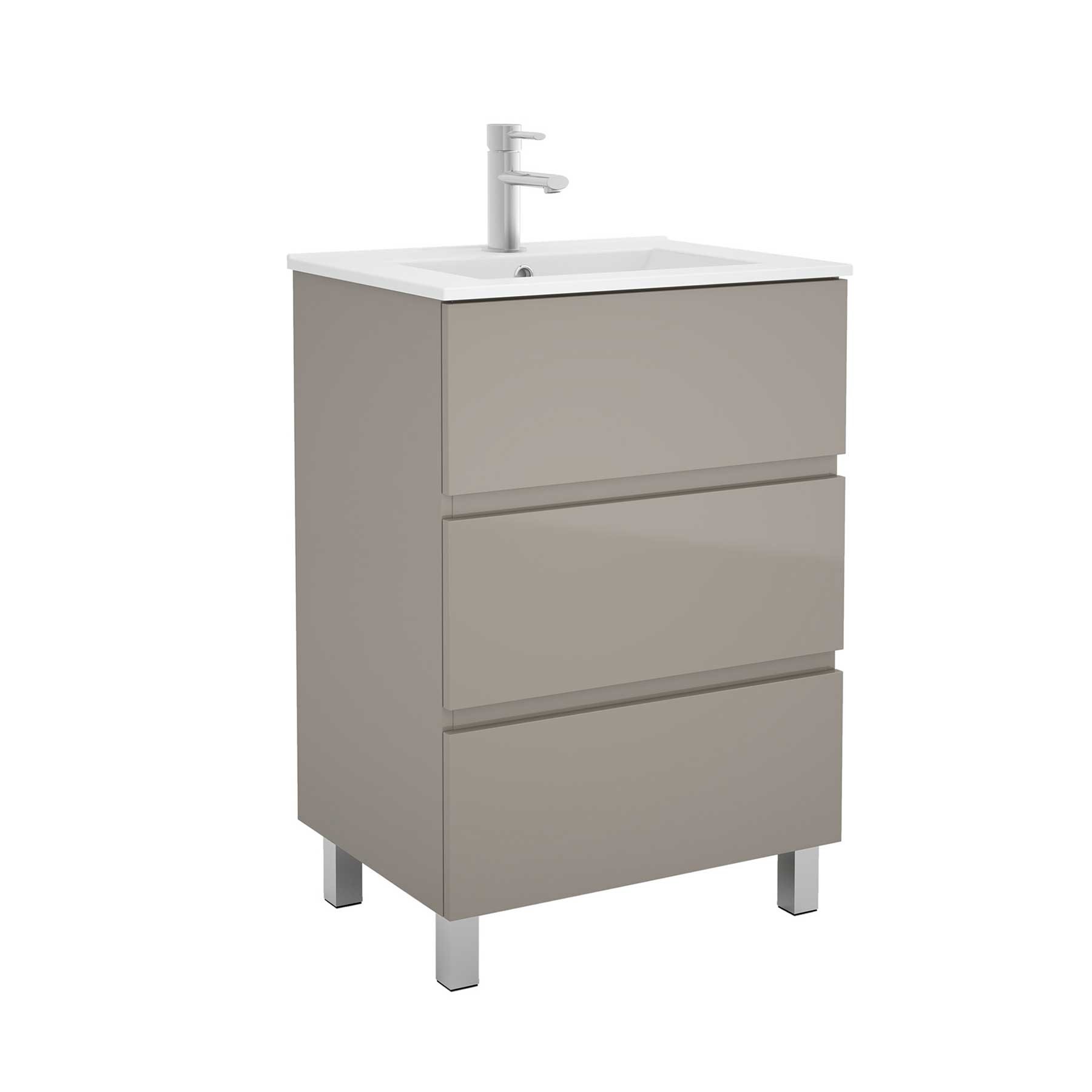 23263 SALGAR Мебель для умывальника FUSSION LINE 600 3 ящика GLOSS TAUPE 598 x 868 x 450 мм Глянцево-серо-коричневый - Вид №1