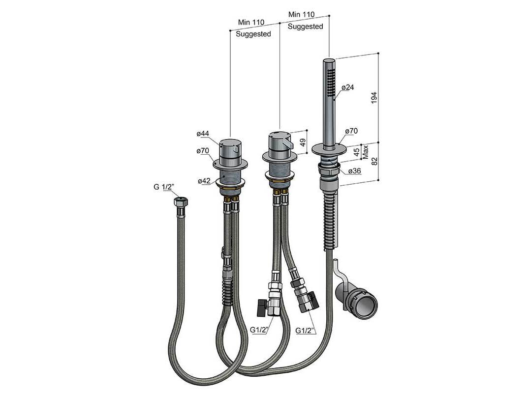 Смеситель для ванны из латуни Hotbath Ace ARCH-00057145 - Вид №1