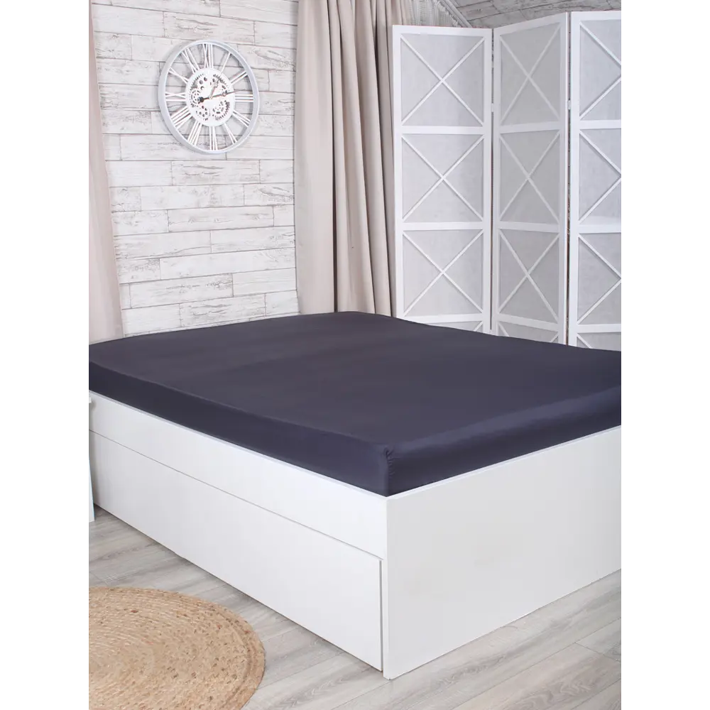 Простыня Mona Liza Premium 200x180 см сатин на резинке тёмно-синий 82493901 STLM-2116446 Santreyd  - Вид №4