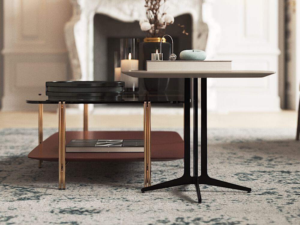 Прямоугольный журнальный столик из дерева и стекла PRADDY Natur ARCH-00071279 - Вид №3