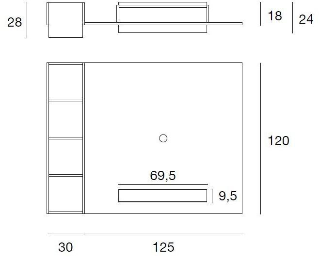 Pacini & Cappellini Регулируемая тумба под ТВ с книжным шкафом  5334  - Вид №3