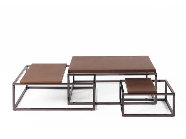 Низкий журнальный столик из хромированной стали и кожи Gianfranco Ferré Home Matrix ARCH-00000164