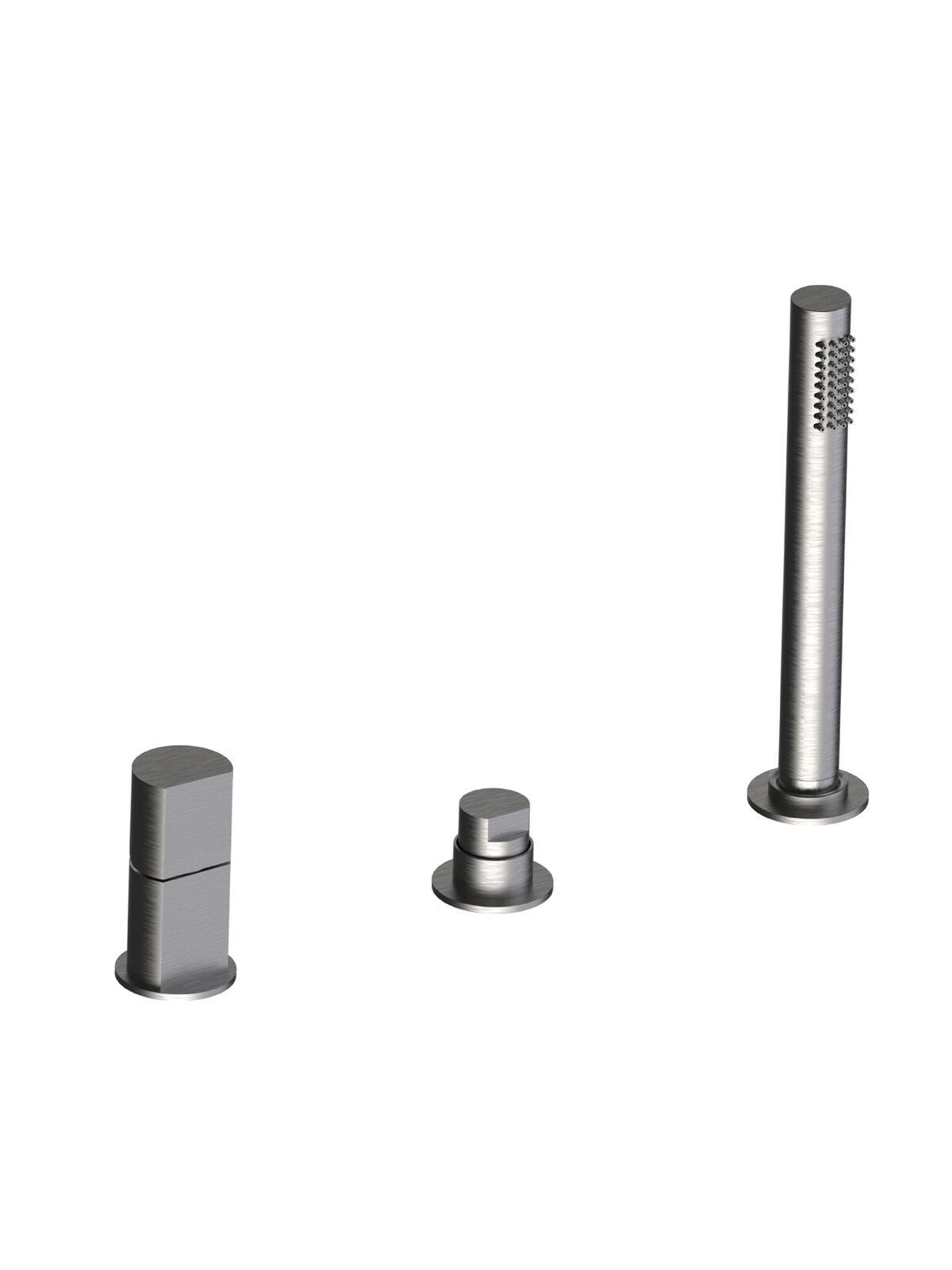 Смеситель для ванны с 3 отверстиями из нержавеющей стали с ручным душем Rubinetterie Frattini Borgia ARCH-00105090 - Вид №4