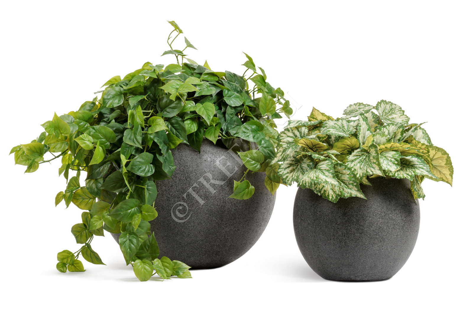 41.3319-01-025-GR-60 Кашпо  Effectory - серия Stone - Большая полусфера - Тёмно-серый камень Цветочная коллекция  - Вид №6