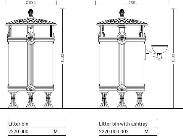 Neri Урна для мусора с крышкой для улицы Layia 2270  - Вид №6