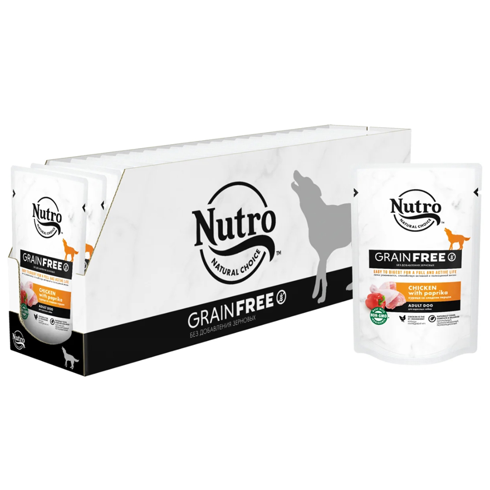 ПР0059460*24 Корм для собак Курица со сладким перцем пауч 85г (упаковка - 24 шт) NUTRO 