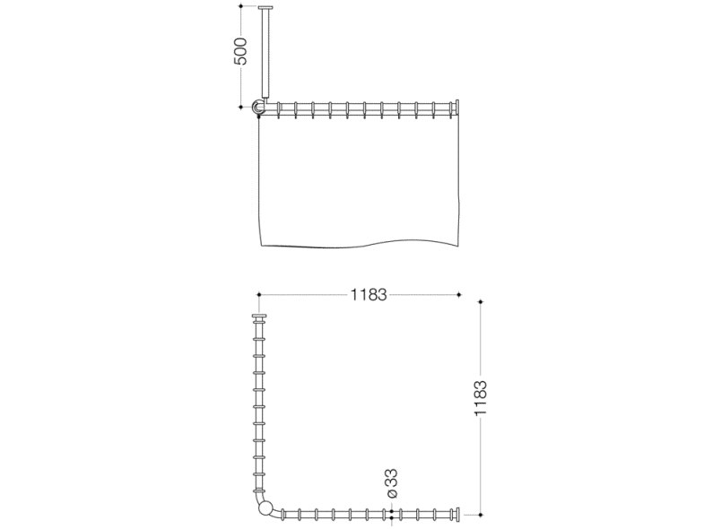 801.34B1162 Карниз с потолочным подвесом HEWI Edition matt | Polyamid  - Вид №1