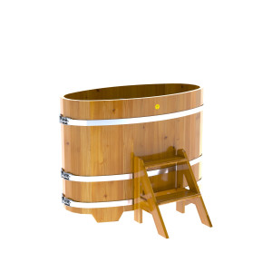 2171 Купель овальная из лиственницы Рустик 0,69х1,31х1,0 натуральная Alyarus