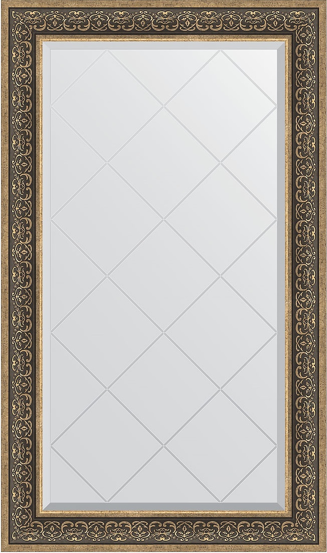 BY 4250 Зеркало с гравировкой в багетной раме - вензель серебряный 101 mm EVOFORM Exclusive-G