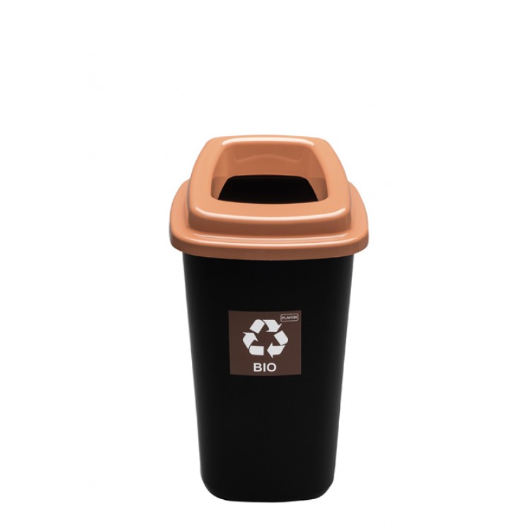 683-05 PLAFOR Ведро для раздельного сбора мусора коричневая крышка с отверстием 28 л. Черный с коричневой яркой крышкой 