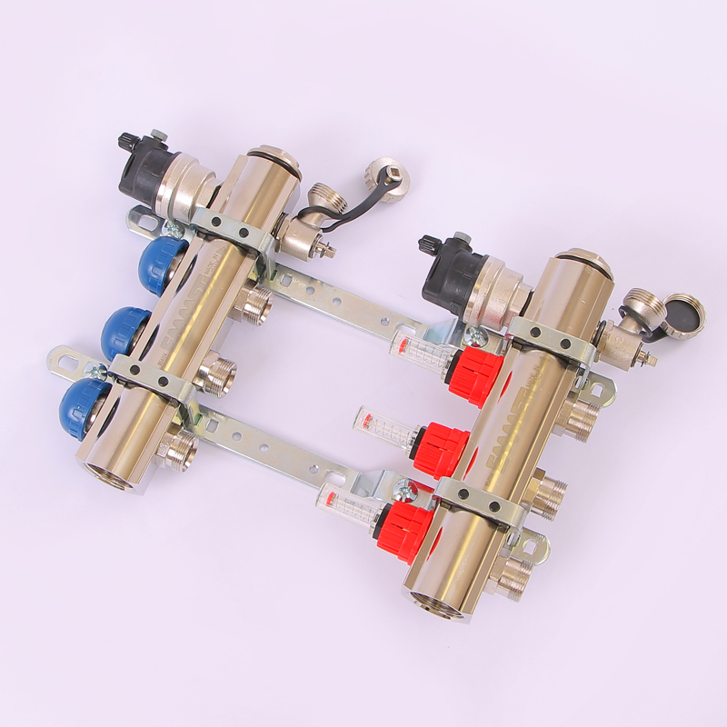 Коллекторная группа TOPWAY с термостатическими вентилями и расходомерами с метрической резьбой EMMETI 1"xM24x19 3 выхода 01298182 - Вид №1