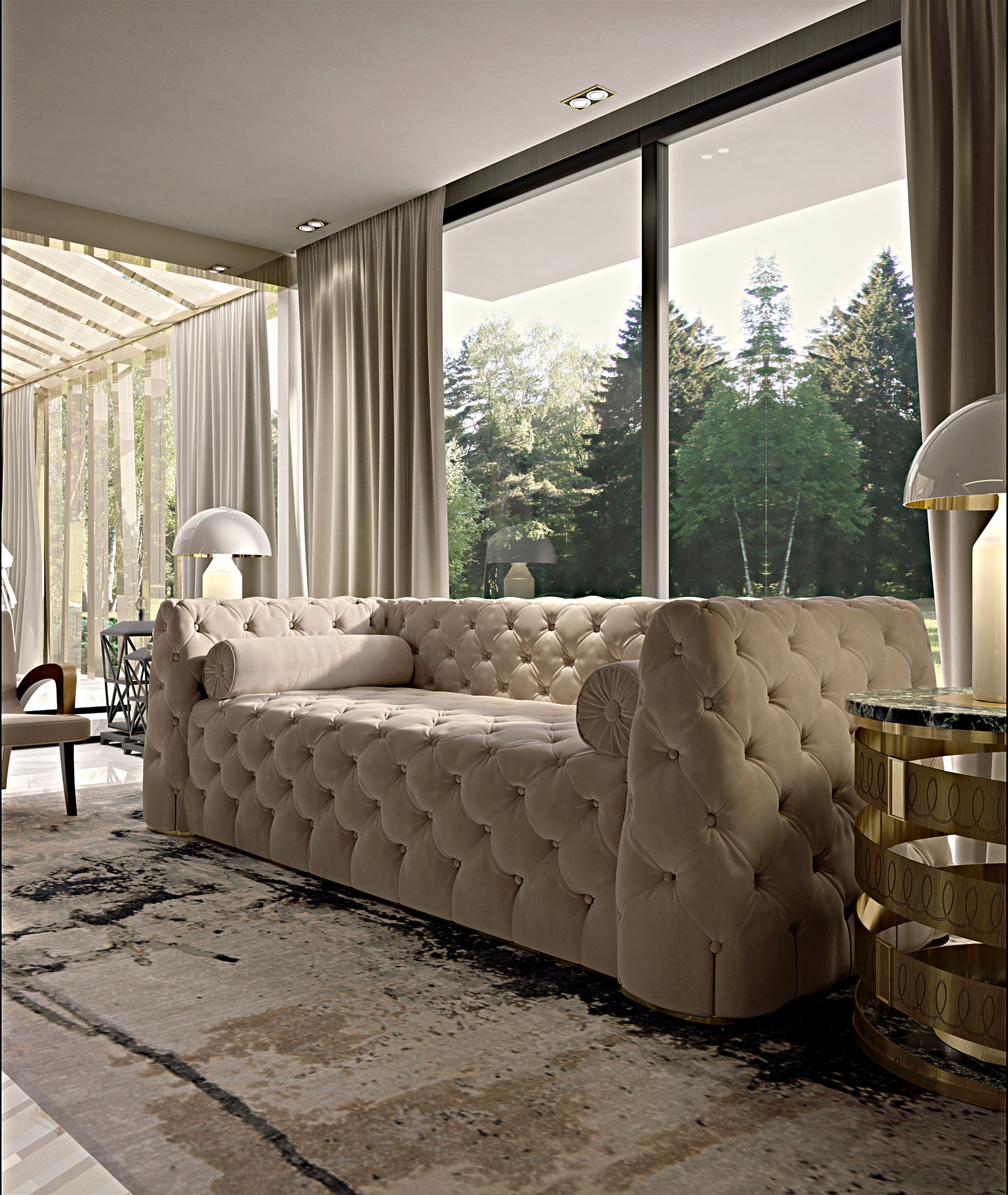 Бархатный диван capitonné Roman & Co BELLEROSE ARCH-00028897 - Вид №2