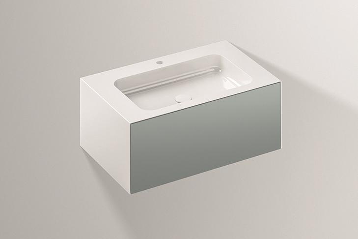 5155810000 Умывальник с тумбой, wp.folio1, белая, proshield, лакированная, шелковисто-матовый блеск, серый Alape серия FO (Folio) 