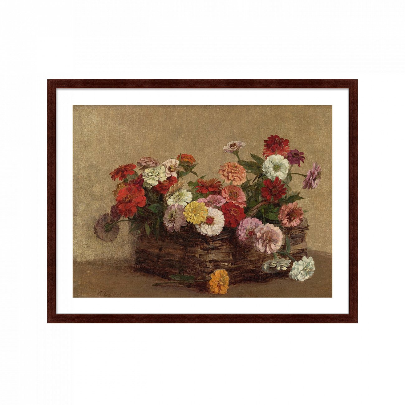 Картина: PANIER DE ZINNIAS, 1856г. КАРТИНЫ В КВАРТИРУ  264136 Разноцветный  - Вид №1