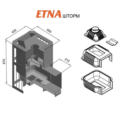 Печь для бани Этна Шторм 18 (Панорама) с закрытой каменкой 4669 - Вид №1