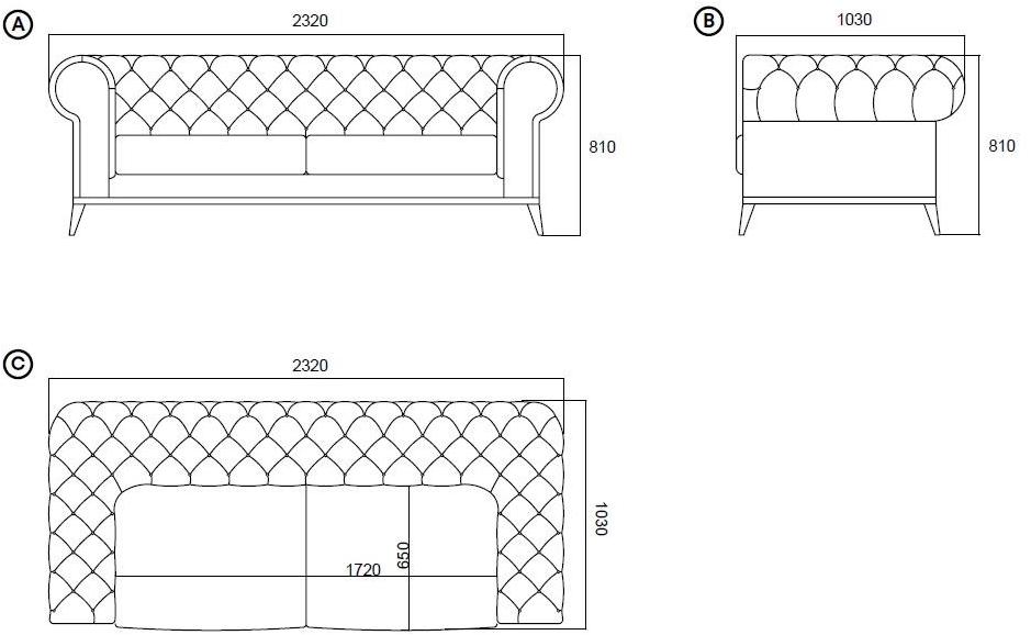 Enza Home Тафтинговый 3-местный диван из ткани Chelsea sun-id-1381526 - Вид №17