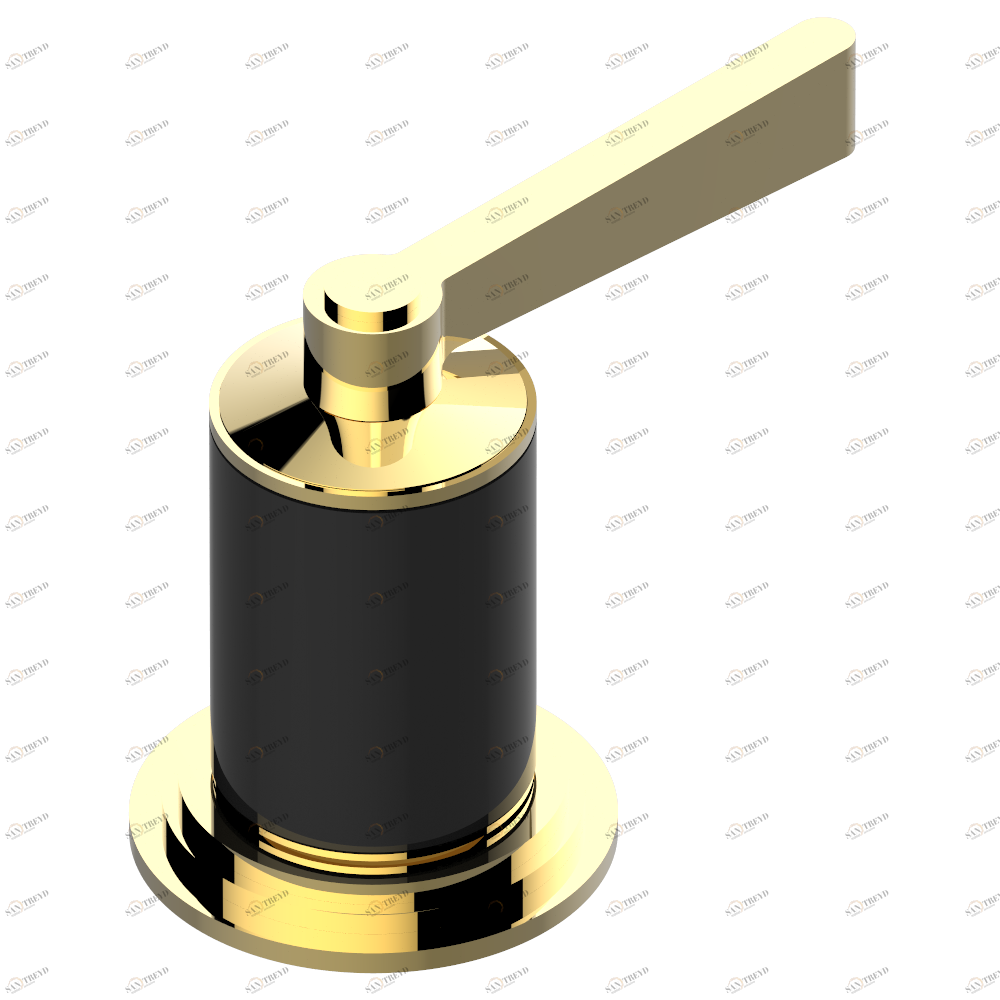 G2M-50/4/VG Переключатель набортный 2 входа 3/4", один выход 3/4"и один выход 1x1/2" Thg-paris Faubourg - чёрный фарфор - с рукоятками Покрытие PVD золотистый цвет G2M 50/4/VG CAT.F