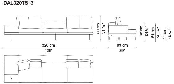 B&B Italia 3-х местный тканевый диван с шезлонгом Dock sun-id-1355318 - Вид №13