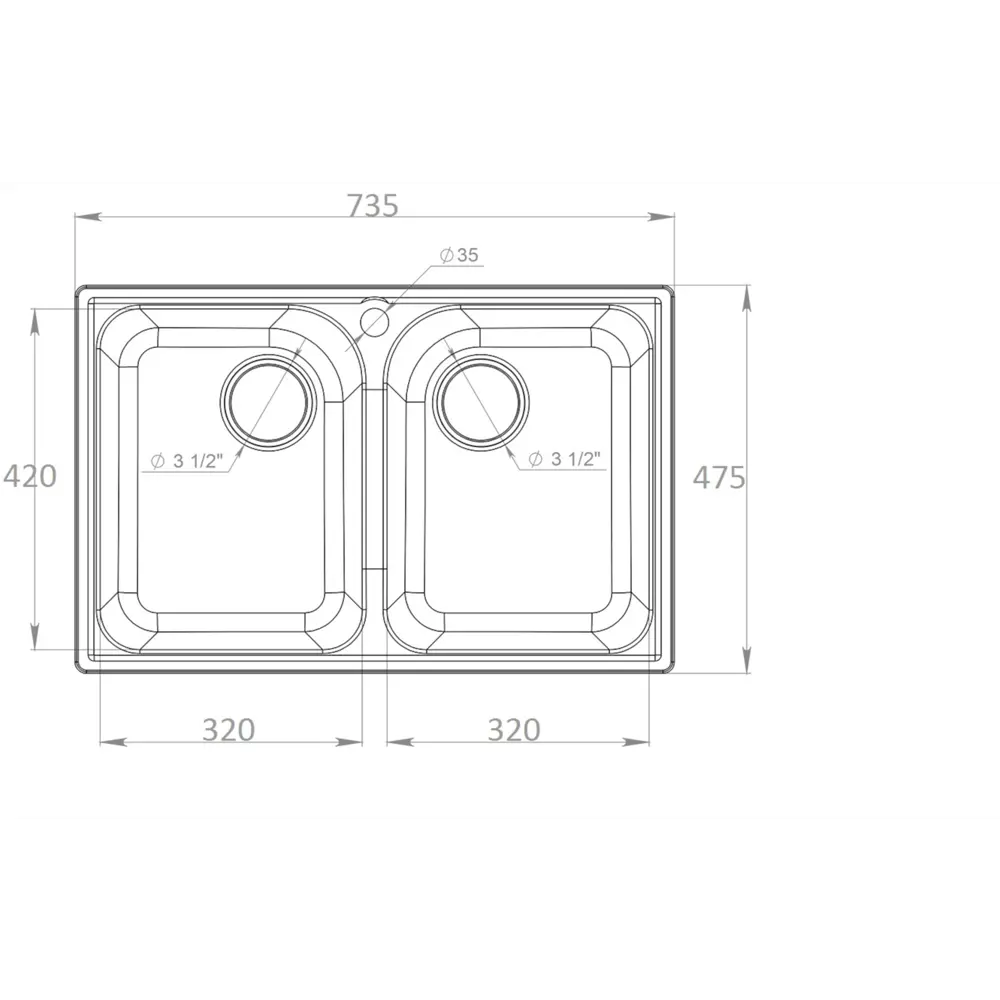 Мойка для кухни врезная KONSENSA 47.5 x 73.5 см глубина чаши 17.5 см кварц цвет серебро 89426724 STLM-2197822 Без серии - Вид №6