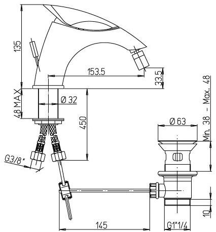 Paini F1 F1CR3062SKM смеситель для биде - Вид №2