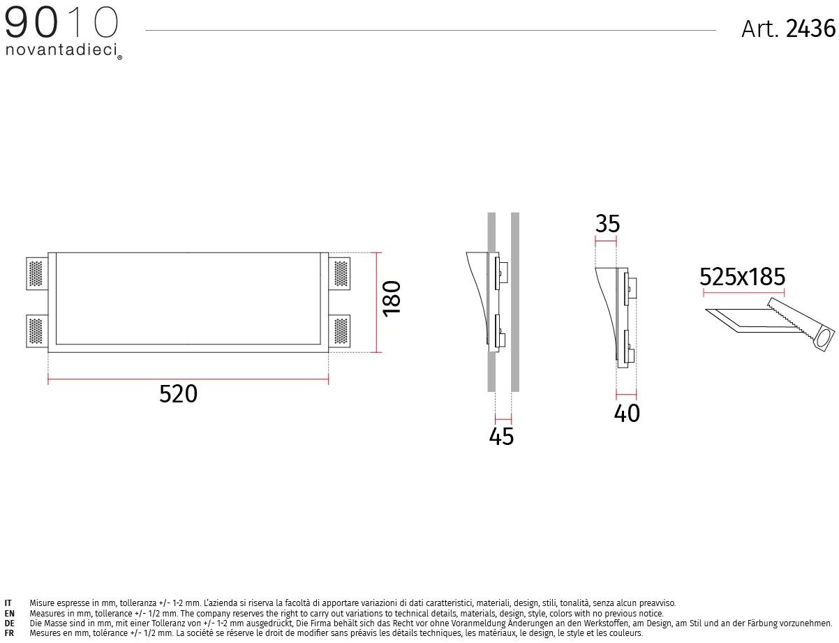 9010 novantadieci Встраиваемый настенный светильник из cristaly®  2436  - Вид №1