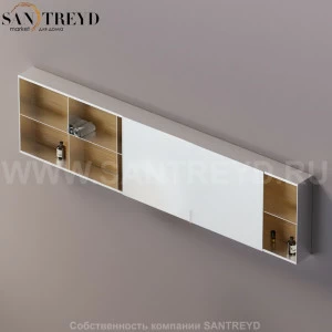 Agape 027 Настенный зеркальный шкаф 240 см. Отделка: хромированный сатин, фанера под тик. Для хромированной отделки добавьте 16 % к базовой цене. AMOB027H6024PTSP