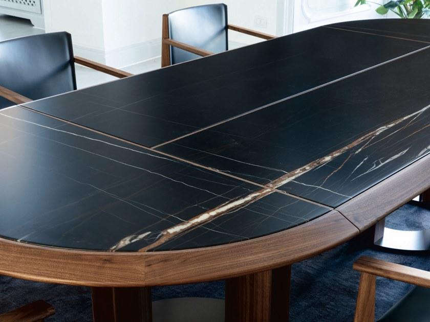 Porada Овальный стол из орехового дерева с мраморной вставкой Eighteen sun-id-1378541 - Вид №1