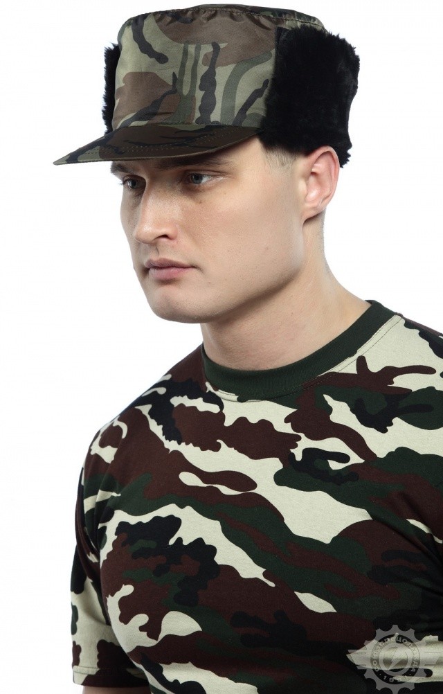 61454 Кепи "Охранник" зимняя камуфляж зеленая  Головные уборы  размер 56 Спецодежда  - Вид №2