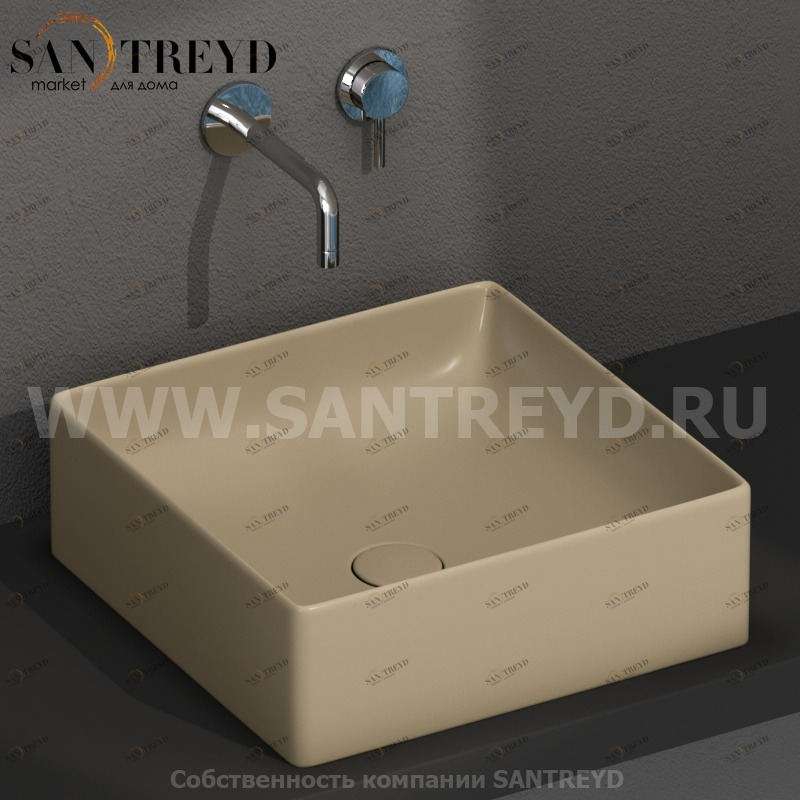 B6Q42PA Накладная раковина на столешницу  квадратная Ceramica Globo T-EDGE