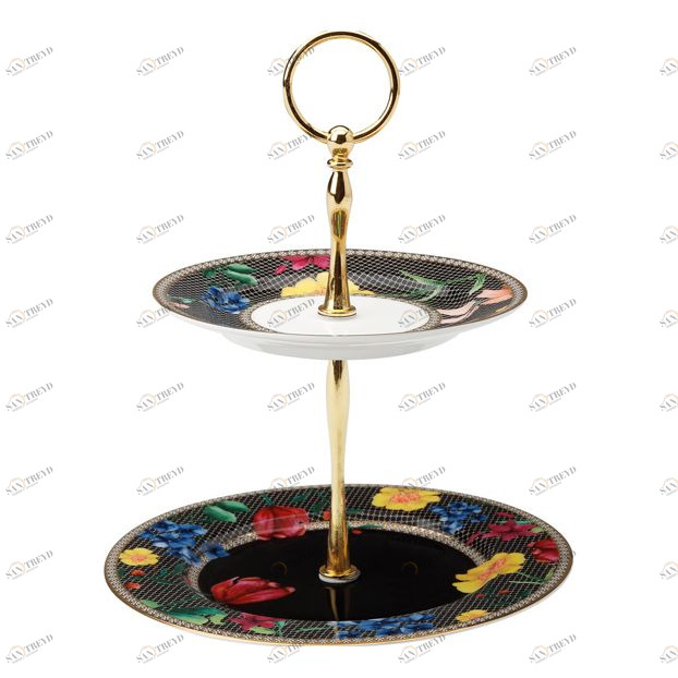 Ваза фарфоровая двухъярусная 24 см черная Contessa MAXWELL & WILLIAMS CONTESSA 00-3946381 Черный