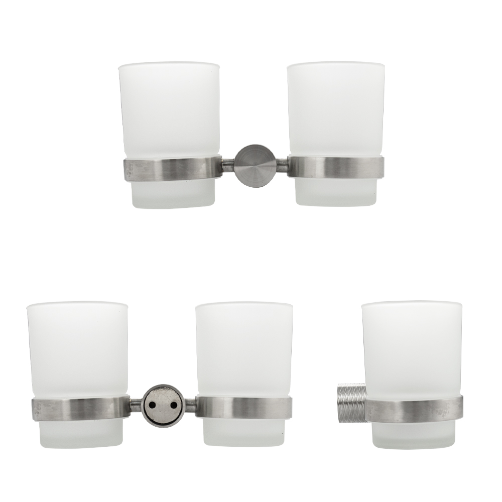 GFmark - Стакан + стакан с креплением к стене, из нержавеющей стали с резным креплением, код: 81160  - Вид №4