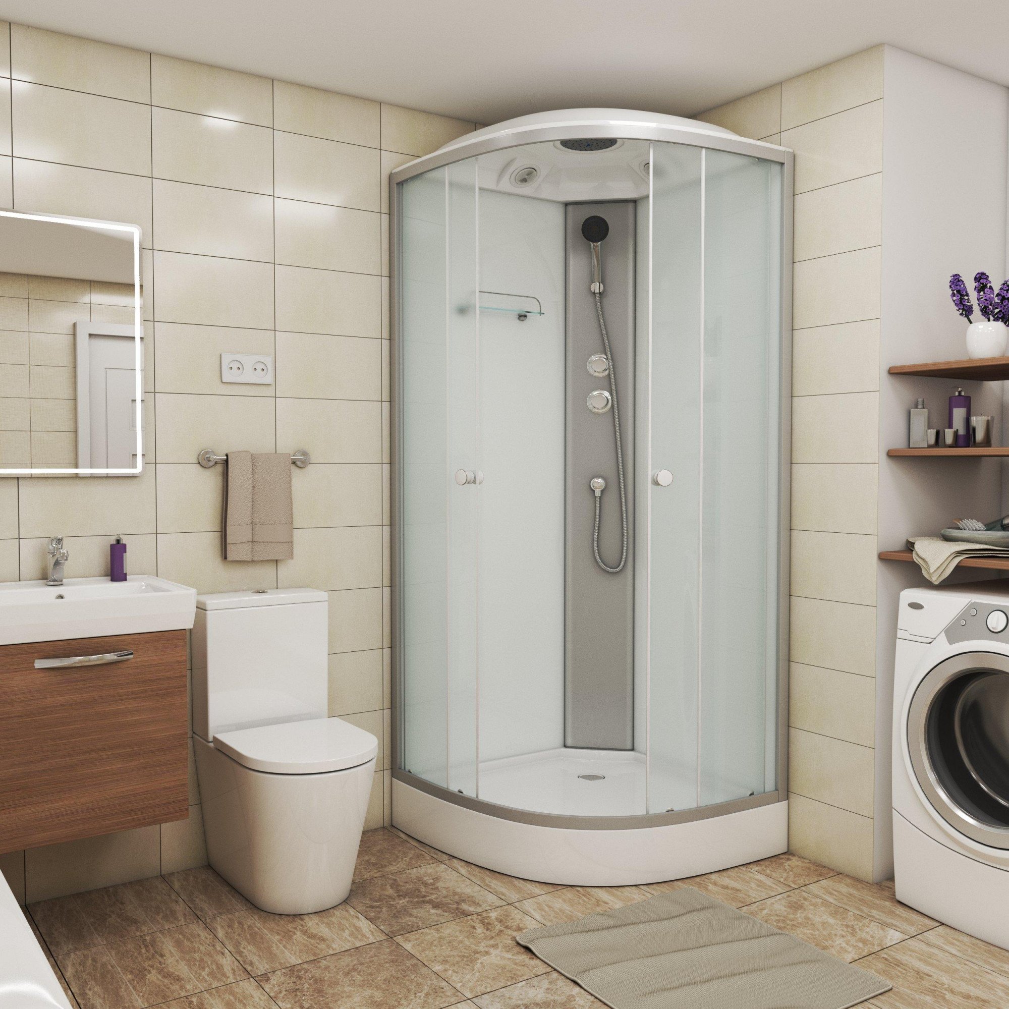 Душевая кабина NG- 4302-08 (1000х1000х2150) низкий поддон(13см) стекло МАТОВОЕ Niagara ECO