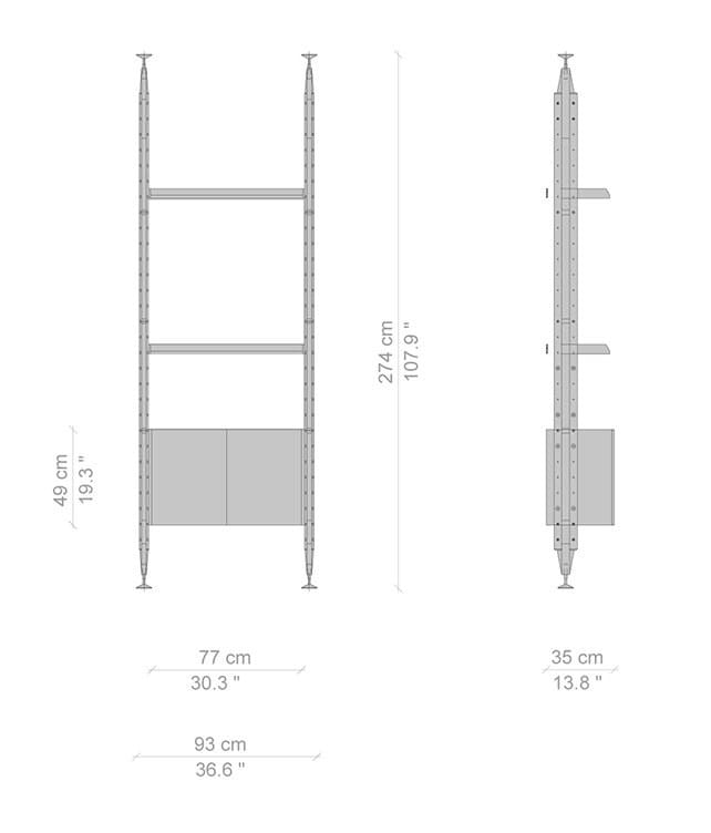 Деревянный книжный шкаф с креплением пол-потолок CASSINA INFINITO ARCH-00108410 - Вид №3