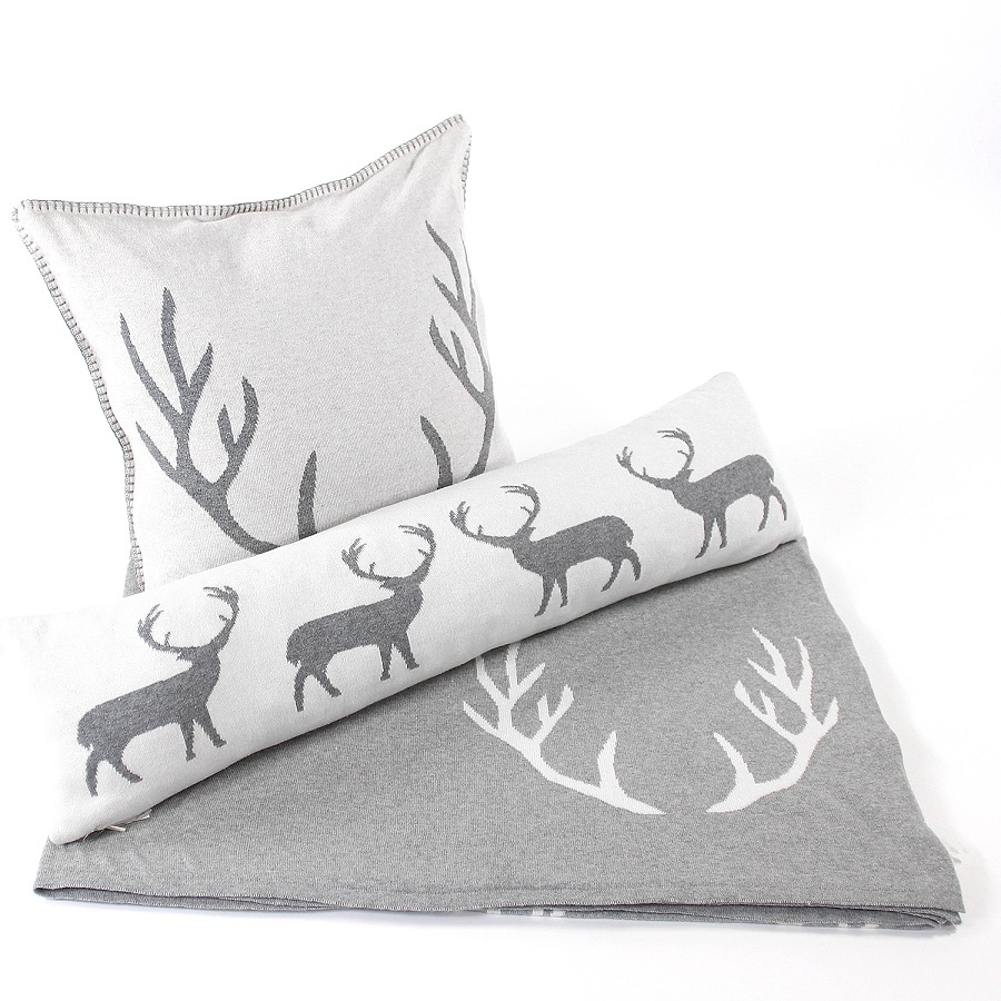 Плед с орнаментом deer, 130х180 см ENJOYME ДИЗАЙНЕРСКИЕ, НОВЫЙ ГОД, ОЛЕНЬ, ЖИВОТНЫЕ 254887 Серый  - Вид №2
