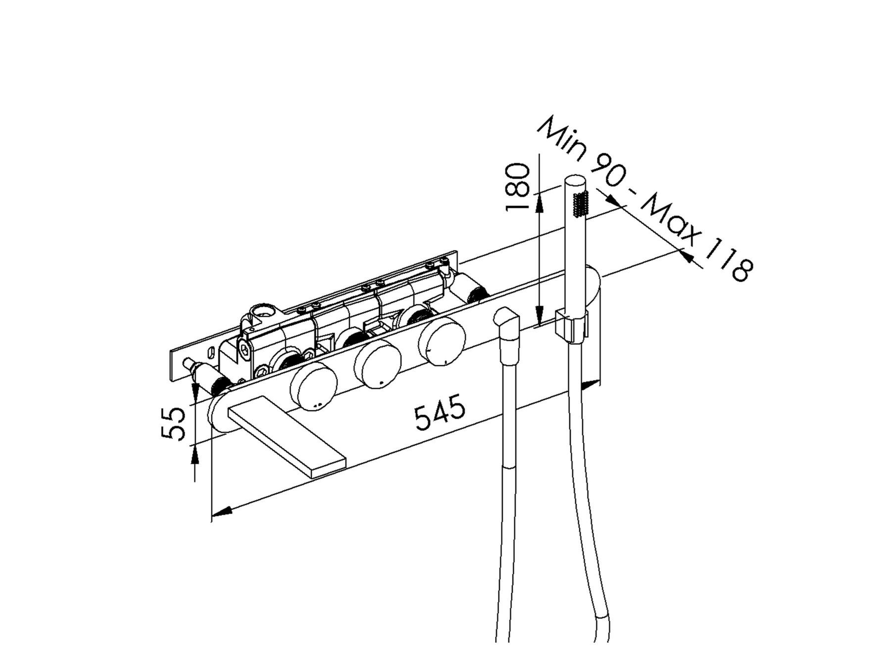 Металлическая настенная ванна с водопадом с ручным душем rvb TUNE ARCH-00150773 - Вид №2