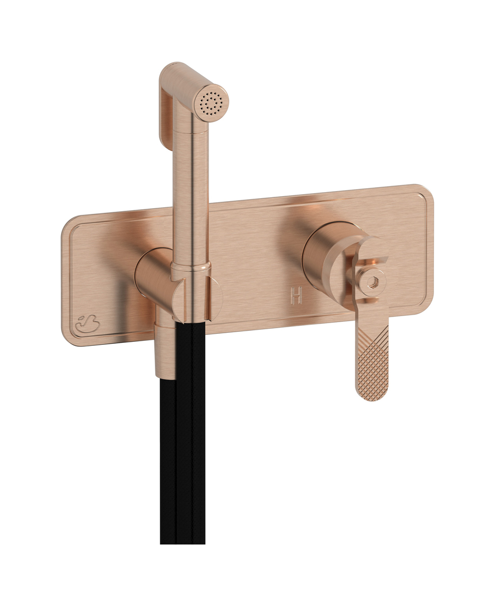 Внешние части гигенического душа со смесителем. WE ARE IB b2706sr Brushed Rose Gold Bold