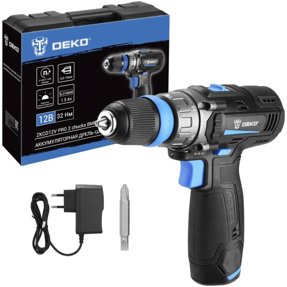 Аккумуляторная дрель-шуруповерт DEKO ZKCD12V PRO с кейсом и съемным патроном 89372014 STLM-1426067 - Вид №3