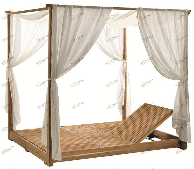 Ethimo Откидывающаяся грядка из тикового дерева с балдахином Essenza Ezlb0100