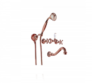 Gentry Home Смеситель для раковины мостик на 2 отверстия 200мм Mayfair Медь GH103089