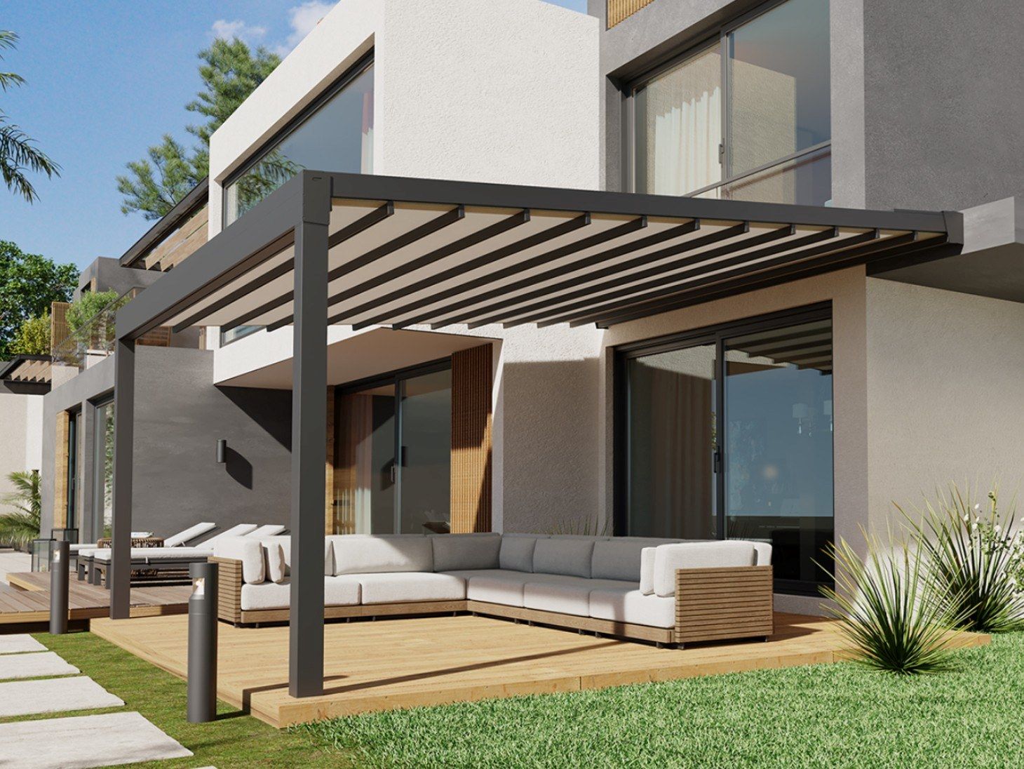 Моторизованная пергола из алюминия и ПВХ с раздвижной крышкой Mv Line пергола палатки ARCH-00108593 - Вид №1