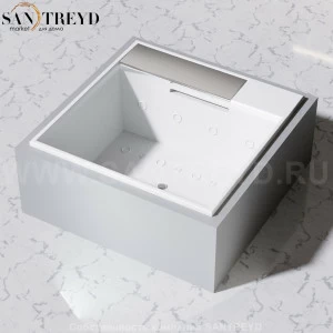 Effegibi WATERSUITE Ванна с комбинированной функцией SOURCE + WHIRLPOOL + BLOWER: 8 гидромассажных форсунок и функция массажа спины 6+6 форсунок и 16 форсунок с подогревом. Размер: длина 160, высота 63,5, ширина 190. Нагрузка на пол: 295 кг/кв. м. Объем в