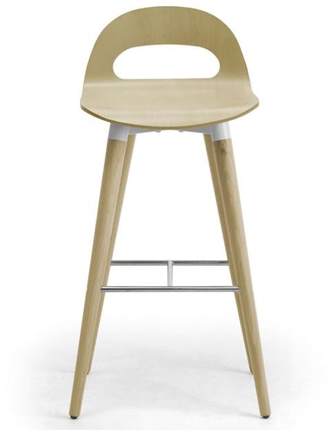Leyform Высокий табурет из фанерованной древесины со спинкой Samba 51562le - Вид №1