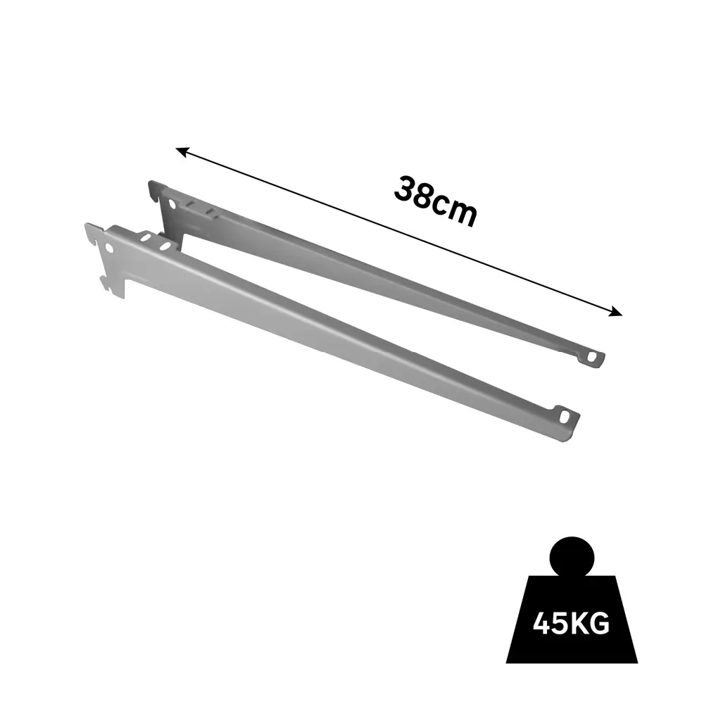 Кронштейн г-образный Spaceo 38 см нагрузка до 55 кг цвет серый 2 шт STLM-2193729 - Вид №3